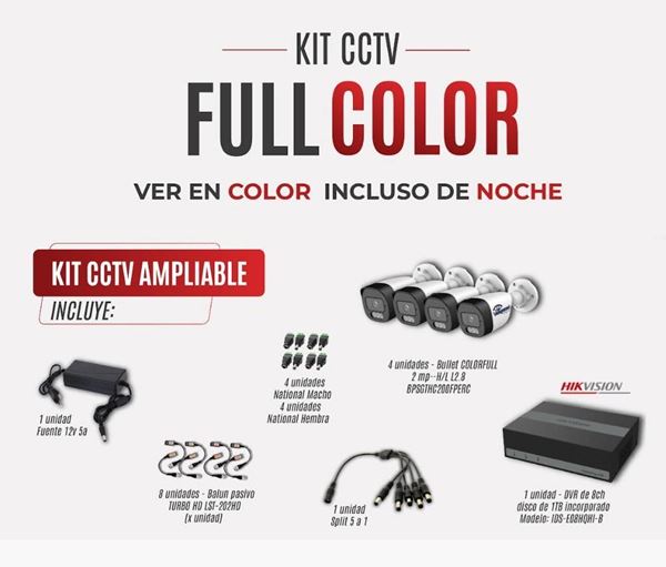 Imagen de Kit MUNDIAL FULL COLOR (DVR8ch/disco+4bullet+acc.)
